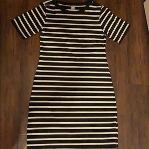 Black and white striped dress